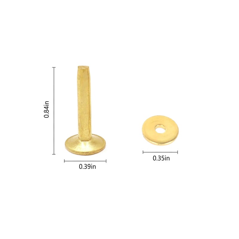 UPUPMOON 50 Sets Solid Brass #12 Size 12 Copper Burrs Rivets Washers 3/4 inch (19mm) Long for Leather Crafting, Saddlery, DIY Metal Fabrication - Image 2